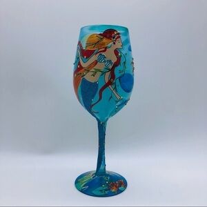 LOLITA - STUNNING MERMAID WINE GLASS IN BEAUTIFUL BLUES, GOLD AND COPPER ORANGE
